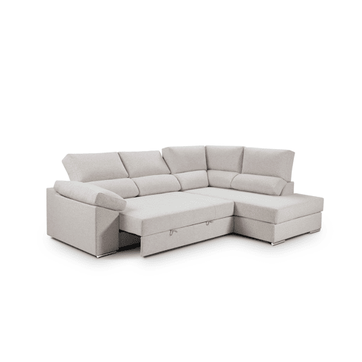 Sofá de canto L BARI XL dereita 4 lugares bege
