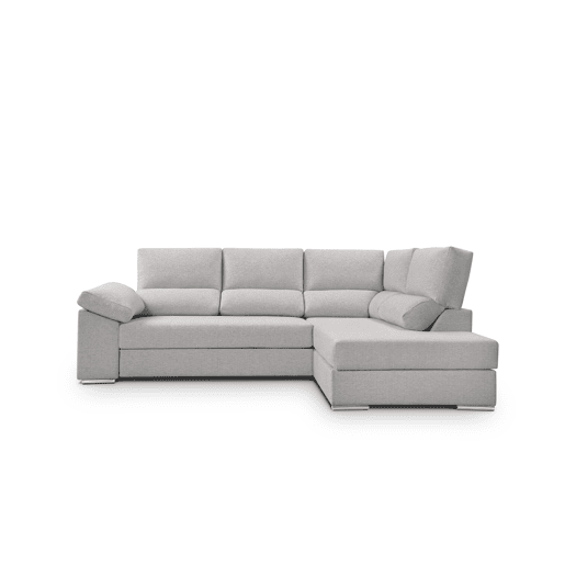 Sofá de canto L BARI XL dereita 4 lugares cinza claro