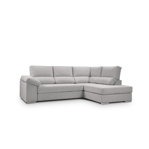Sofá de canto L BARI XL dereita 4 lugares cinza claro