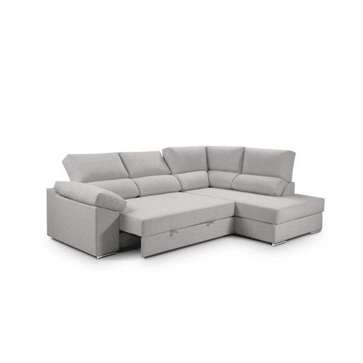 Sofá de canto L BARI XL dereita 4 lugares cinza claro