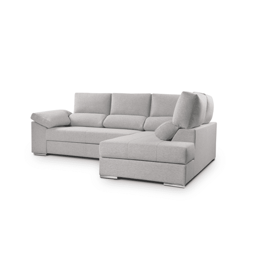 Sofá de canto L BARI XL dereita 4 lugares cinza claro