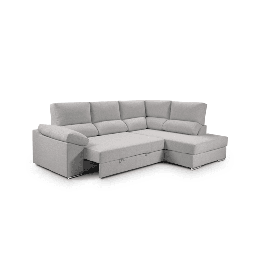 Sofá de canto L BARI XL dereita 4 lugares cinza claro