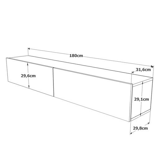 Móvel de TV de 180cm WALLY na cor pinho