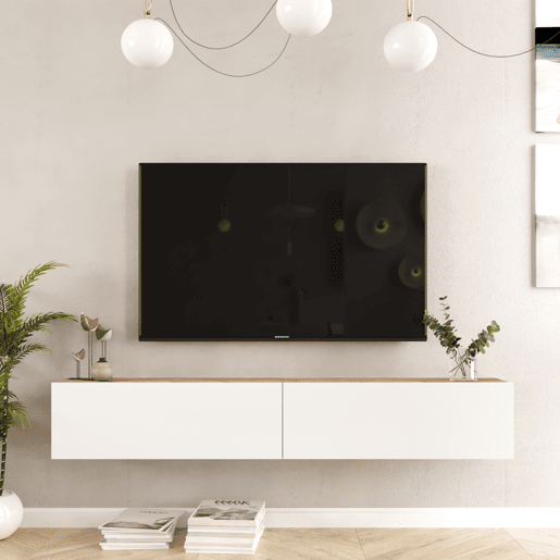 Móvel de TV de 180cm WALLY na cor pinho e branco