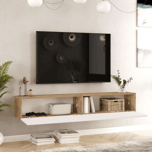 Móvel de TV de 180cm WALLY na cor pinho e branco