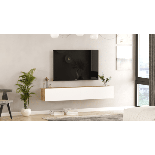 Móvel de TV de 180cm WALLY na cor pinho e branco