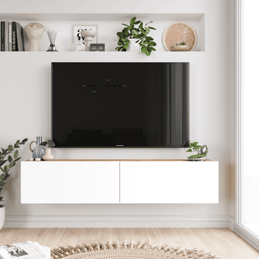 Móvel de TV de 140cm WALLY na cor pinho e branco