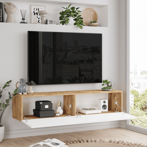 Móvel de TV de 140cm WALLY na cor pinho e branco
