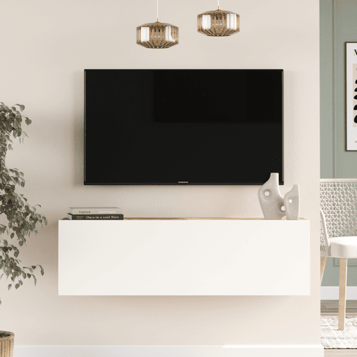 Móvel de TV de 100cm WALLY na cor pinho e branco