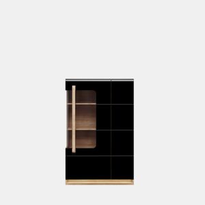 Vitrine de 1 porta e 2 gavetas preto e carvalho MONTREAL