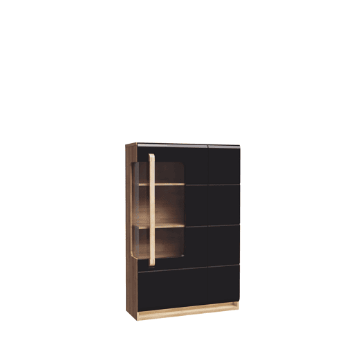 Vitrine de 1 porta e 2 gavetas preto e carvalho MONTREAL