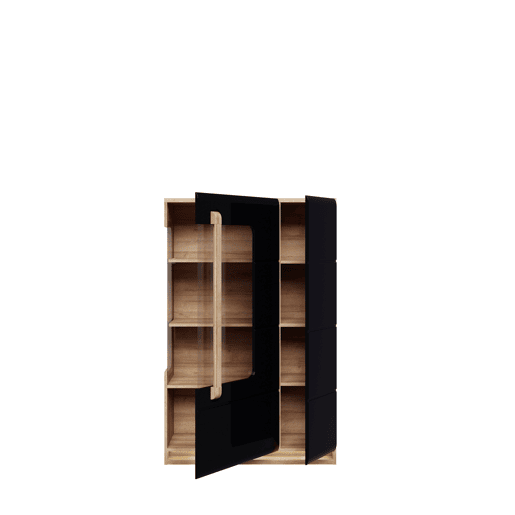 Vitrine de 1 porta e 2 gavetas preto e carvalho MONTREAL