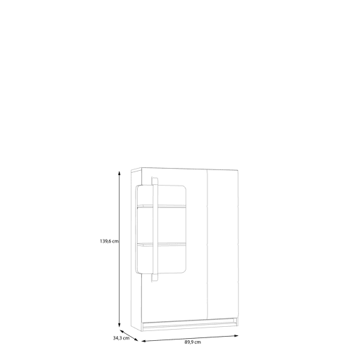 Vitrine de 1 porta e 2 gavetas preto e carvalho MONTREAL