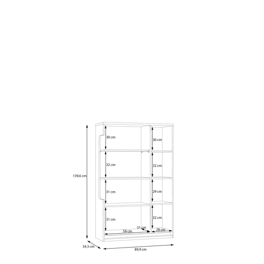 Vitrine de 1 porta e 2 gavetas preto e carvalho MONTREAL