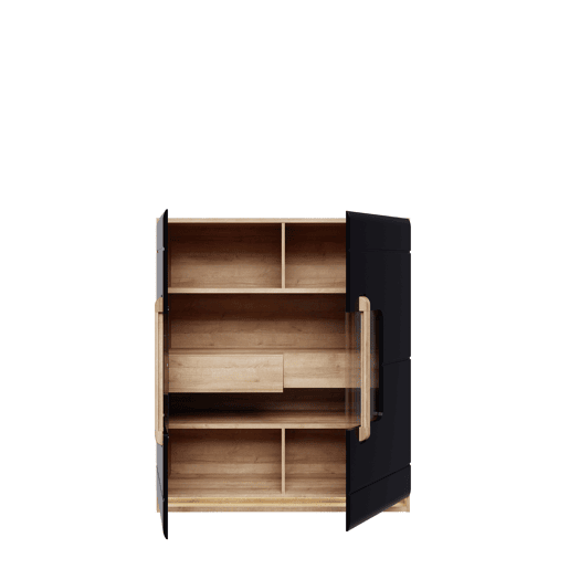 Vitrine de 2 portas preto e carvalho MONTREAL