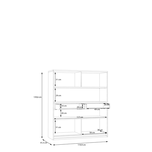 Vitrine de 2 portas preto e carvalho MONTREAL