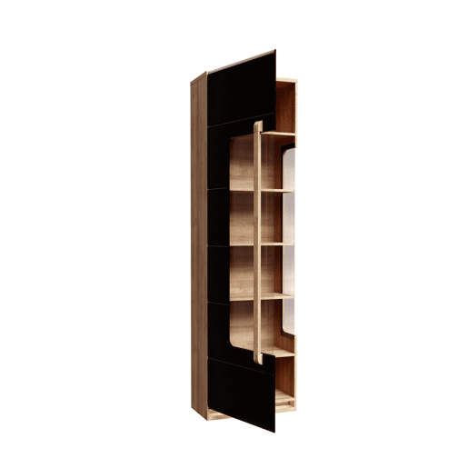 Vitrine alta 1 porta preto e carvalho MONTREAL