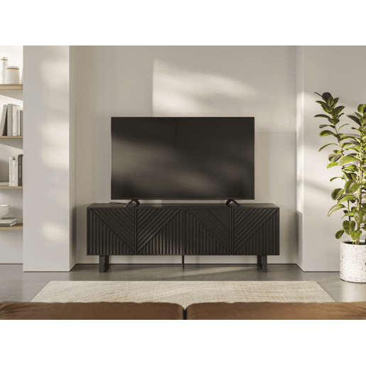 Móvel de TV 161cm 4 portas preto PETA