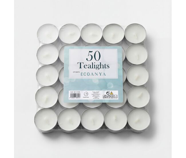 Vela tealight blanca 50 piezas marca econya