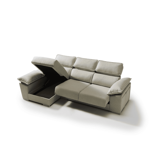 Chaise longue dereita com arca DIWY esquerda 4 lugares bege Chaise longue dereita com arca DIWY esquerda 4 lugares bege