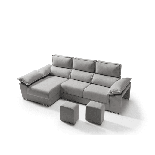 Chaise longue dereita com arca DIWY esquerda 4 lugares cinza
