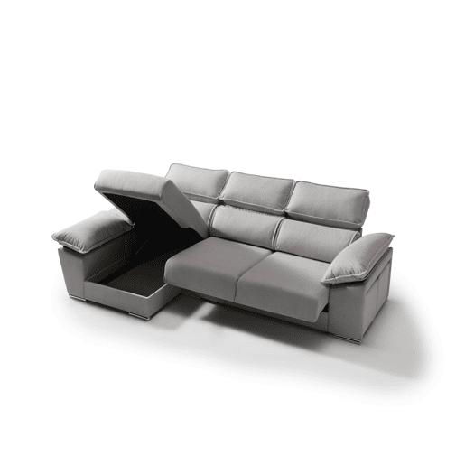 Chaise longue dereita com arca DIWY esquerda 4 lugares cinza