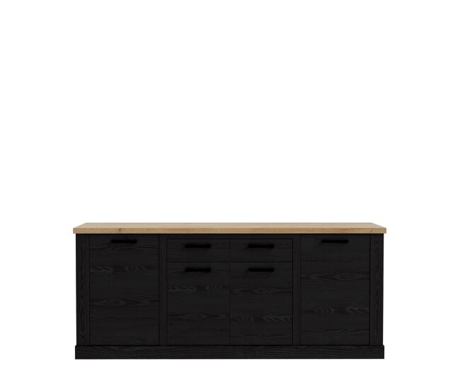 Aparador 4 puertas y 2 cajones negro verona negro y madera