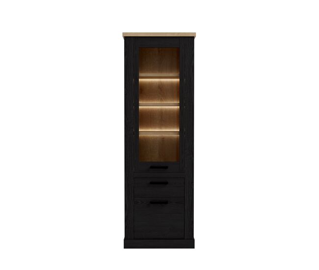 Vitrina alta 2 puertas y un cajón verona negro