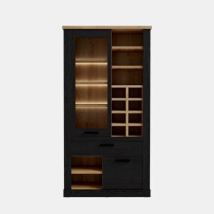 Vitrine dupla 2 portas VERONA preto e madeira