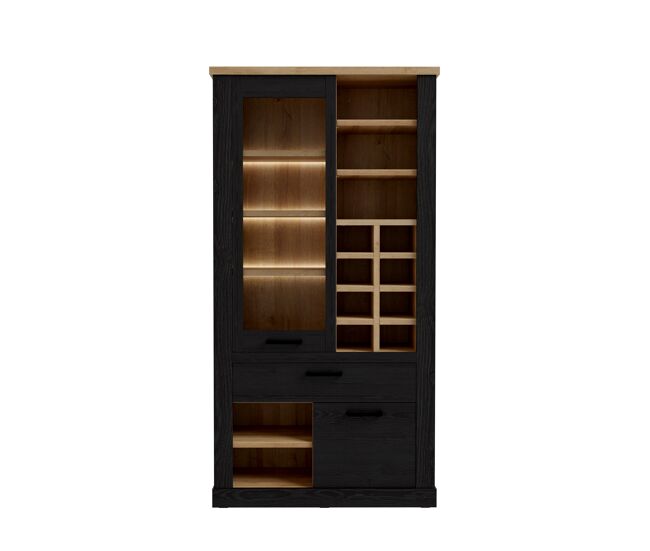 Vitrina doble 2 puertas verona negro y madera