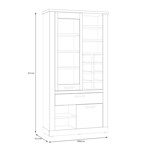 Vitrine dupla 2 portas VERONA preto e madeira