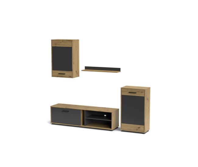 Compacto tv roble y antracita sollo