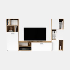 Compacto de TV carvalho e branco JOY