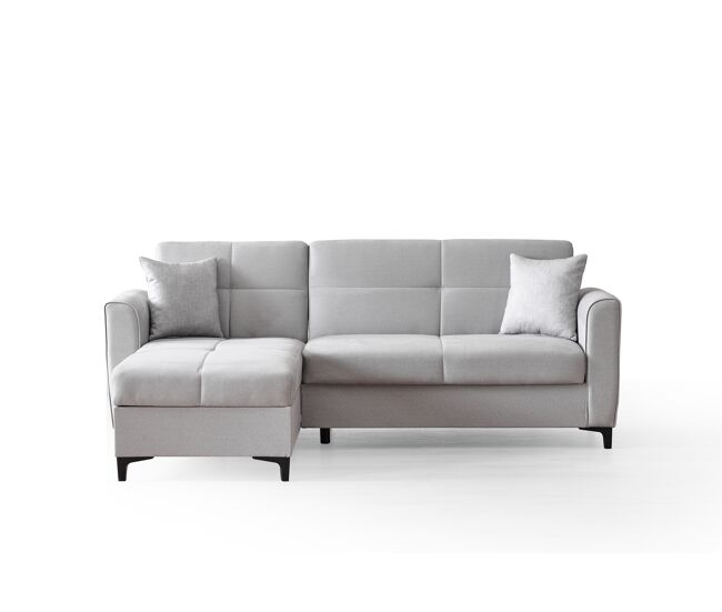 Chaise longue con cama TIAGO reversible 3 plazas gris claro