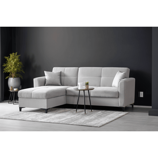 Chaise longue com cama TIAGO reversível 3 lugares cinza claro