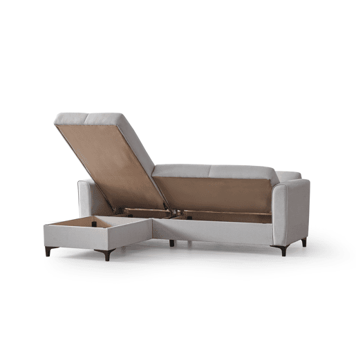 Chaise longue com cama TIAGO reversível 3 lugares cinza claro