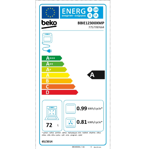 Forno elétrico BEKO BBIE12300XMP pirolítico 72 litros