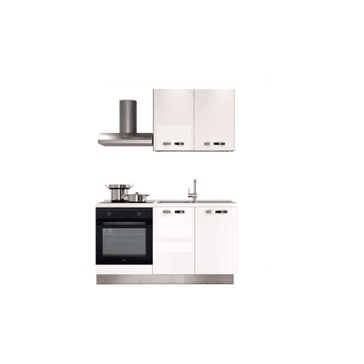 Cozinha com eletrodomésticos GILDA ICE 150cm direita branco brilhante