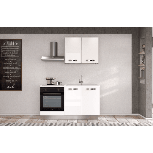 Cozinha com eletrodomésticos GILDA ICE 150cm direita branco brilhante