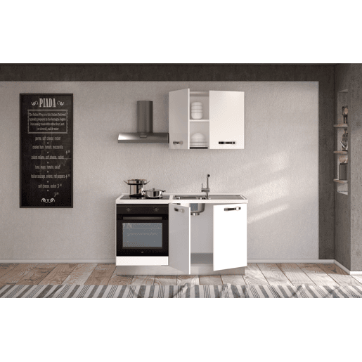 Cozinha com eletrodomésticos GILDA ICE 150cm direita branco brilhante