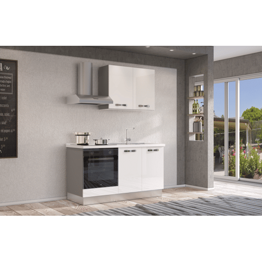 Cozinha com eletrodomésticos GILDA ICE 150cm direita branco brilhante