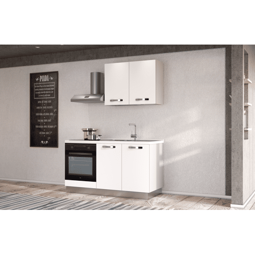 Cozinha com eletrodomésticos GILDA ICE 150cm direita branco brilhante