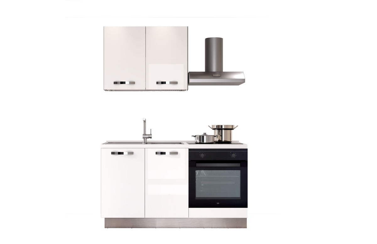 Cocina GILDA ICE izquierda blanco brillo y gris claro