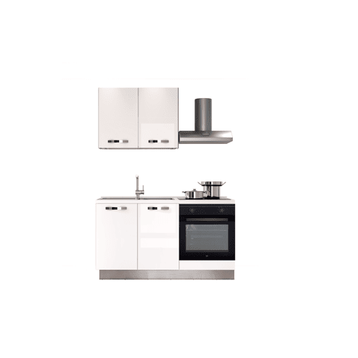 Cozinha com eletrodomésticos GILDA ICE 150cm esquerda branco brilhante