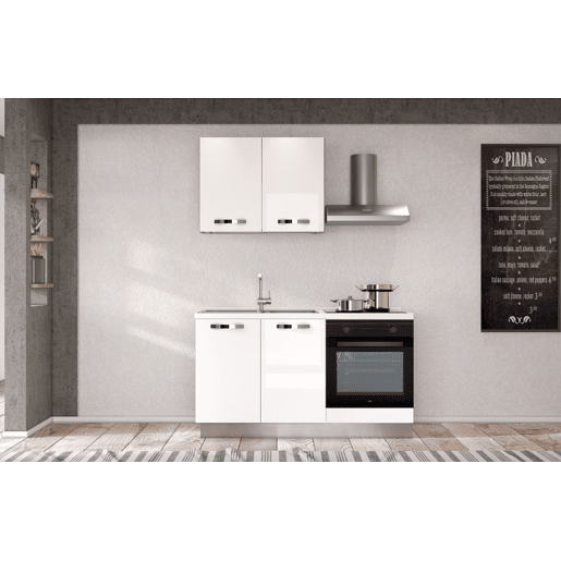 Cozinha com eletrodomésticos GILDA ICE 150cm esquerda branco brilhante