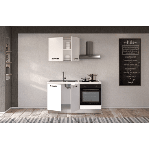 Cozinha com eletrodomésticos GILDA ICE 150cm esquerda branco brilhante