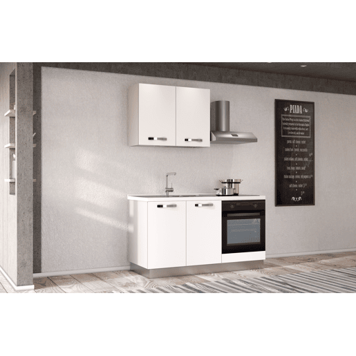 Cozinha com eletrodomésticos GILDA ICE 150cm esquerda branco brilhante