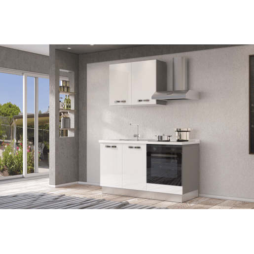 Cozinha com eletrodomésticos GILDA ICE 150cm esquerda branco brilhante