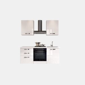 Cozinha com eletrodomésticos GILDA ICE 180cm direita branco brilhante