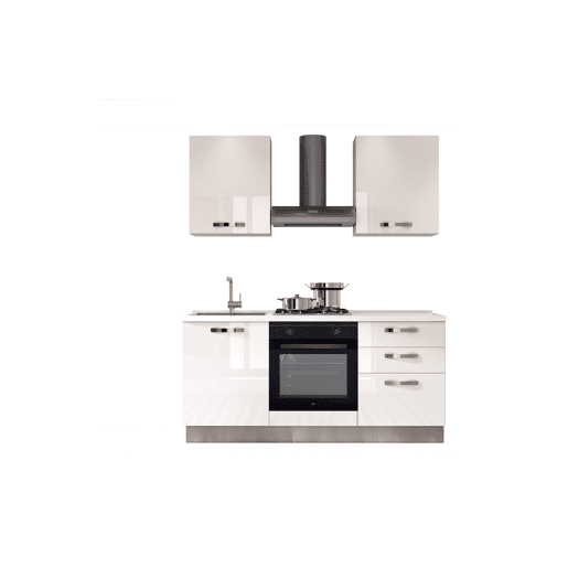 Cozinha com eletrodomésticos GILDA ICE 180cm esquerda branco brilhante